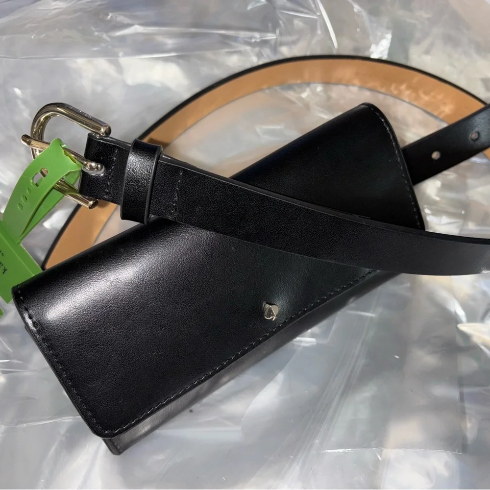 🔥NEW🔥 Kate Spade New York Black Leather Gold Logo Belt Bag Size L/XL NWT - Picture 4 of 12
